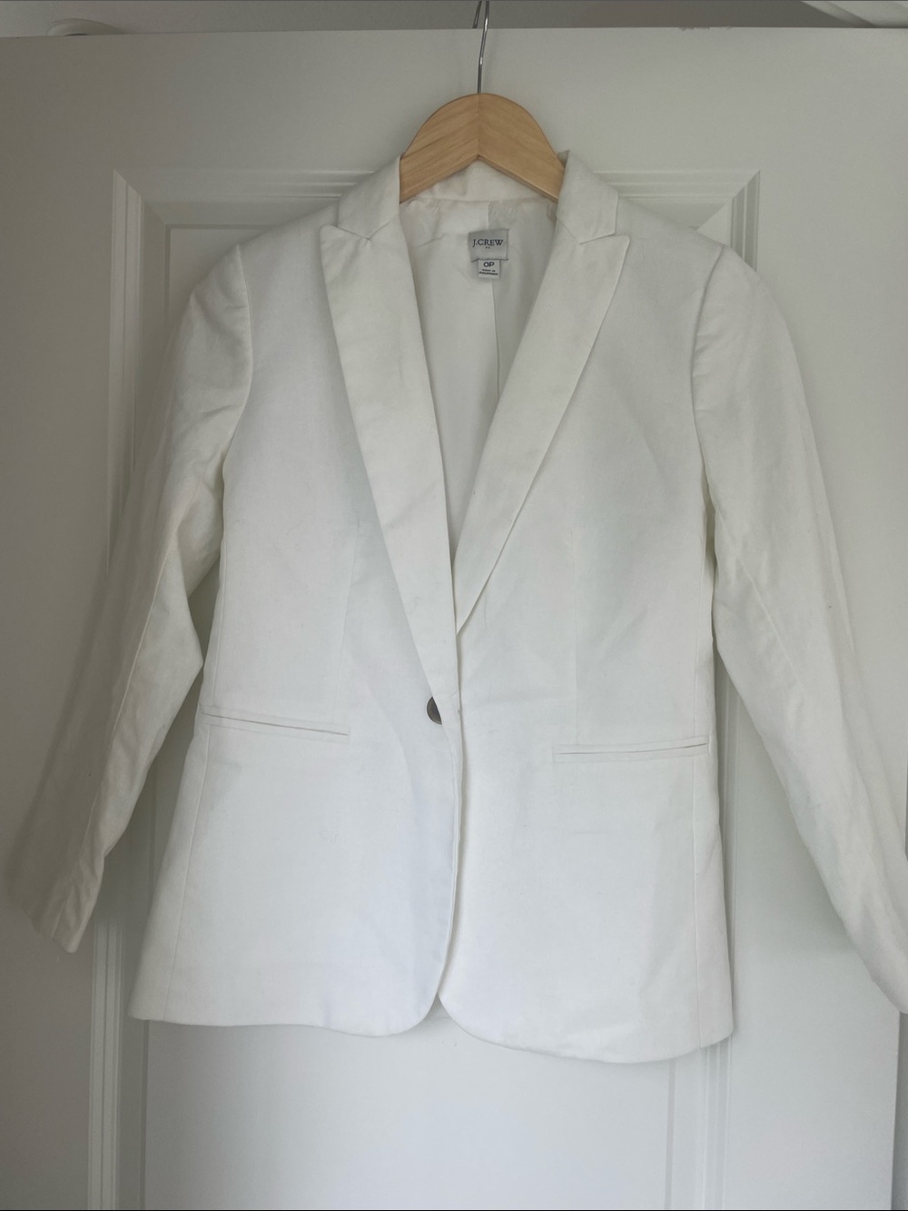 J. Crew Factory White Single-Button Notch-Lapel Linen Blazer